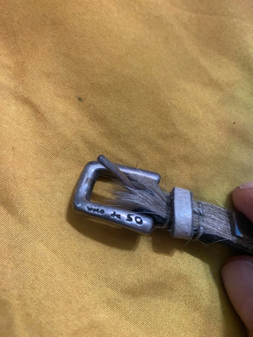 Silver-Tone Metal Leather Watch Strap Band